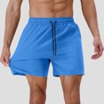 thumbnail image 7 of RYDCOT Mens Casual Shorts 9 inch Inseam Stretch Beach Shorts Elastic Waist Drawstring Summer Solf Shorts Sky Blue, 7 of 7