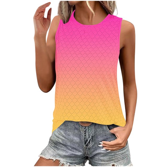 Yanlir T-Shirt à Manches Courtes Col Rond pour Femmes Mode Décontractée Tops d'Été, Tee-Shirt Basique Doux, Vêtements Tendance Printemps 2025 (Rose Vif, 2TG)