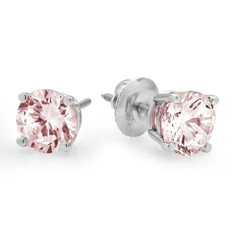 Clara Pucci 1 ct Brilliant Round Cut Solitaire Studs VVS1 Genuine