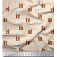 thumbnail image 1 of Soimoi White Japan Crepe Satin Fabric Bottle & Glass Kitchen Print Sewing Fabric Yard 42 Inch Wide, 1 of 3