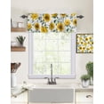 thumbnail image 2 of Sunflower Kitchen Curtain Valance and Tiers Set Yellow White Flower Rod Pocket Kitchen Tier & Valance Set 3 Piece Farmhouse Floral Rustic Wooden Window Curtain Valance Tier Set 54 in x 36 in, 2 of 5