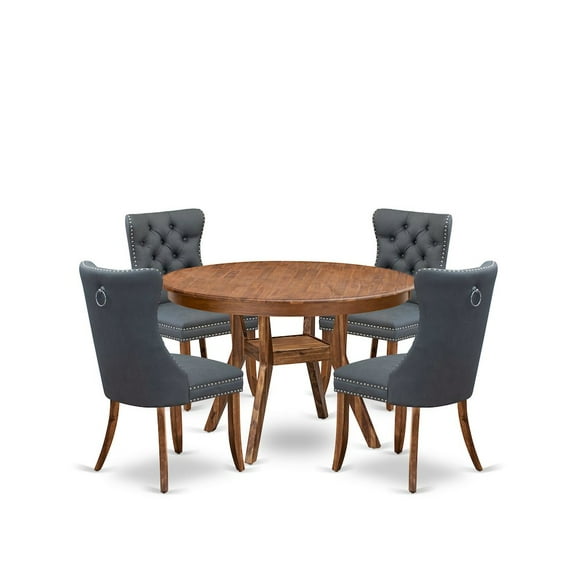 Luxe by East West Furniture 5-Piece Kitchen Table Set Of A Dining Table, 4 Platinum Gray Dining Room Chairs