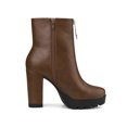 thumbnail image 5 of BLISSFUL STEP Women's Platform Zip Ankle Chunky Heel Boots Brown 7, 5 of 7