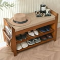 thumbnail image 5 of AOPEC 2 Tier Shoe Bench, Bamboo Shoe Rack Bench, Shoe Storage Bench Organizer for Entryway Hallway Living Room, 5 of 9