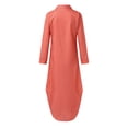 thumbnail image 6 of ZHOGXU Women's Dress Long Sleeve Lapel Solid Color Buttons Side Split Fashion Comfortable Loose Fit Maxi Dresses With Pockets For Casual Daily Wear,Orange,M, 6 of 6