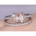 thumbnail image 2 of HeartsAndYou 2.1ct Natural Peach Morganite Bridal Set Engagement Ring 14k SOLID White Gold, 2 of 9