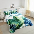 thumbnail image 2 of Castle Fairy Tropical Leaves 3 Pieces Queen Comforter Set,Green Blue Ultra Soft Bedding Sets,Botanical Plants Bedding Comforter Set,Ultra Soft Gradient Home Decor,Reversible, 2 of 8