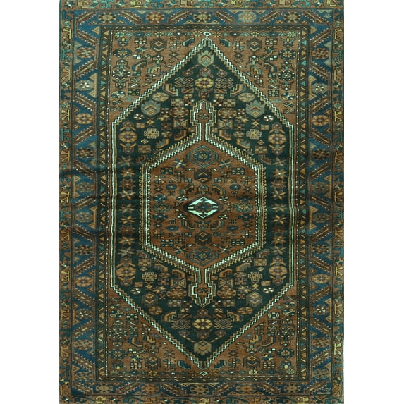 Ahgly Company Machine Washable Indoor Rectangle Persian Turquoise Blue Traditional Area Rugs, 6' x 9'