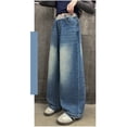 thumbnail image 6 of GiLiling Girls Aesthetic Casual Jeans High Waist Wide Leg Baggy Cargo Denim Pants Elastic Waist Y2k Vintage (Blue, 5-6 Years) (Blue, 13-14 Years), 6 of 7