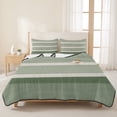 thumbnail image 3 of Quilts King Size Bedding Set, Sage Green Stripe Lightweight Quilted Comforter, Modern Minimalist Geomertic Striped Beige Soft Bedspread Coverlet with Pillow Covers for All Season, 96" x 106", 3 of 9