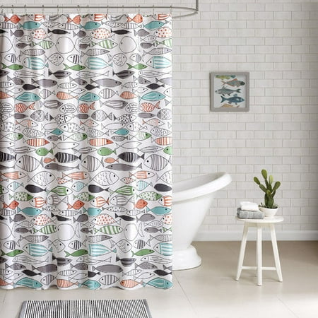 Fish Shower Curtain Green/White