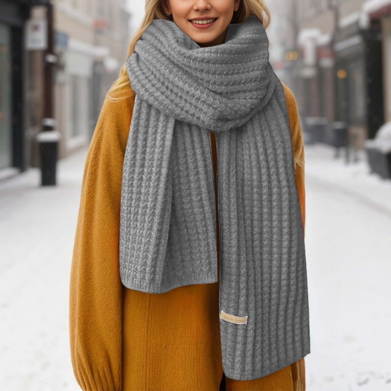 Wdgfv Winter Knit Scarfs Womens Thick Warm Knit Scarves Soft Long
