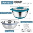 thumbnail image 3 of Vesteel Colander with Mixing Bowl Set, 4 in 1 Stainless Steel Food Strainer with Airtight Visible Lid and 3 Graters, Multifunctional Kitchen Prep Bowls for Washing/Draining/Mixing/ Grating - Blue, 3 of 8