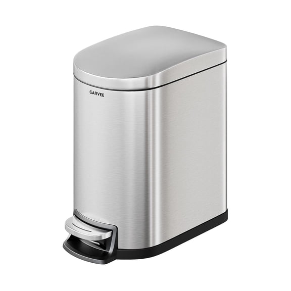 1.6 Gallon Step Trash Can with Soft-Close Lid & Removable Inner Bucket – Stainless Steel Kitchen Garbage Bin for Kitchen, Bathroom, Office – Stainless Steel