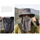 thumbnail image 4 of Sombrero de aventura azul marino con visera extraíble - Ideal para senderismo, camping y jardinería. Protección UV completa con ala ancha y cubrenuca desmontable. Talla única ajustable, tejido, 4 of 7