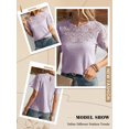 thumbnail image 4 of Nlife Women Lace Patchwork Short Sleeve Solid Color Casual Blouse Shirt, 4 of 7