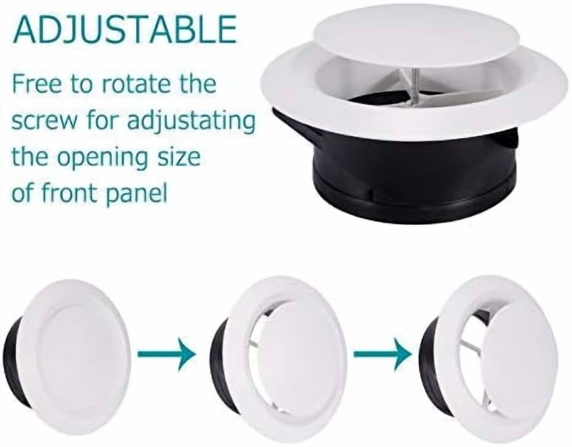 YNGLLC 6 Inch Soffit Vent, Adjustable Air Vent Cover, ABS Round Ceiling Vent Covers for Living Room, Attic, Bathroom, Kitchen, Ventilation Use, White - Opening Size 5.66"