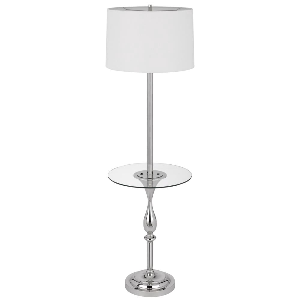 Cal Lighting Sturgis 1-Light Metal Floor Lamp with Tray Table in Chrome