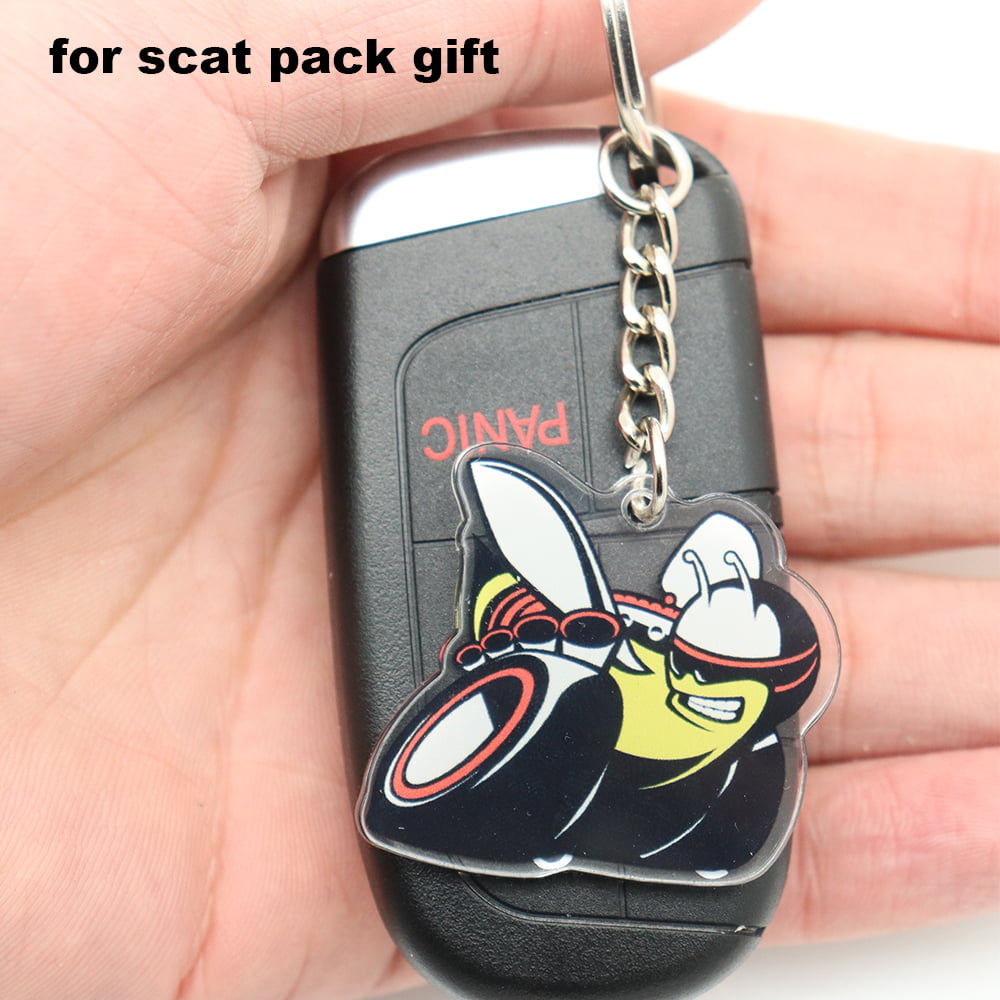 WENGUISP Acrylic Keychain for Dodge Charger Challenger Scat Pack Bee Accessories Car Pendant Key Ring for Scatpack Fans Gift 