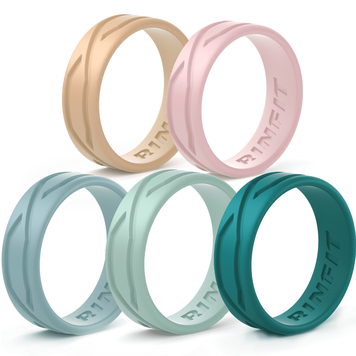 Soft Comfortable Durable Wedding Ring Replacement. Affordable Metal Free Rubber Wedding Bands Rinfit Designed Silicone Wedding Ring for Women Set of Thin and Stackable Rings 3 Pack & 4 Pack