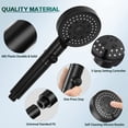 thumbnail image 2 of Black - One Piece Water Saving High Pressure Shower Head, 5 Patterns Adjustable Bathroom Shower Head, Water Resistant Shower Head with Stop, Easy to Install, 2 of 5