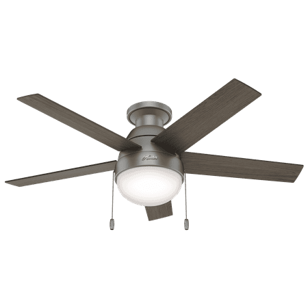 Hunter 59270 Anslee 2 Light Low Profile Ceiling Fan In Brushed Nickel Chrome Com Hunter 59270 Anslee 2 Light Low Profile, Do Hunter Ceiling Fans Have A Lifetime Warranty
