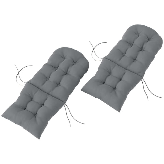 Homiyad Outdoor Adirondack Chair Cushions Set of 2, Tufted High Back Patio Chair Cushions, Adirondack Cushions with Ties, Non-Slip Replacement Seat Cushions for Adirondack Chairs, Gray