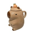thumbnail image 3 of Taza de té con tapa y diseño de carpincho de dibujos animados, vajilla de 15 para adultos, regalo de cumpleaños, taza de café, taza para beber para, 3 of 8