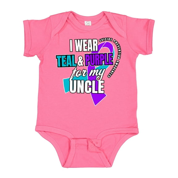 Inktastic Suicide Prevention I Wear Teal and Purple for My Uncle Boys or Girls Baby Bodysuit