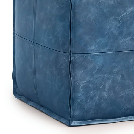 Simpli Home - Brody Square Pouf - Distressed Blue