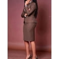 thumbnail image 6 of Womens Fashion Professional Long Sleeve Blazer and Pencil Skirt Suit Set for Office Business Dark Brown L, 6 of 7
