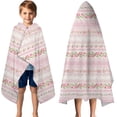 thumbnail image 3 of Pink Floral and Lace Pattern Hooded Bath Towel，50"x30" for Ages 3 To 12 Kids, Quick Dry Lightweight Soft Microfiber Hood Beach Towel Cover Up for Kids, 3 of 7