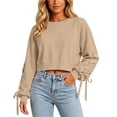thumbnail image 4 of HAiming Cropped Sweatshirts for Women Long Sleeve Bow Scoop Neck Trendy Shirts Fall Winter Casual Going out Tops, 4 of 9