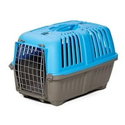 Angle View: Pet Carrier: Hard-Sided Dog Carrier, Cat Carrier, Small Animal Carrier in Blue| Inside Dims 20.70L x 13.22W x 14.09H & Suitable for Tiny Dog Breeds | Perfect Dog Kennel Travel Carrier for Quick Trips