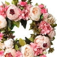 thumbnail image 2 of Peony Flower Wreath for Front Door 19" Artificial Spring Fake Flower Wreath for Mother's Day Door Window Wall Decor Women Mother Gift, 2 of 7