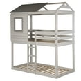 thumbnail image 4 of Donco Kids Deer Blind Child Wood Twin-over-Twin Bunk Bed with Roof and Slats Rustic Light Grey, 4 of 8