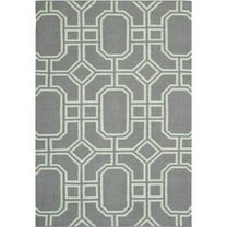 SAFAVIEH Dhurrie Sebastian Geometric Wool Area Rug, Grey/Light Blue, 8' x 10'