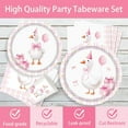 thumbnail image 4 of 140pcs Pink Pet Duck Birthday Decorations Supplies, Disposable Paper Dinnerware Set Paper Plates Napkins Cups Set for 20 Guests Duck, 4 of 7