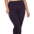 thumbnail image 3 of K-Cliffs Women's Full Length Seamless Fleece Leggings, Plus Size/One Size (Usually fits sizes 12-16), Purple, 3 of 5