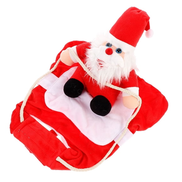 UPGRATOR 1Pc Red Cotton Christmas Pet Dog Costume Santa Claus Riding Design for Jogging and Party
