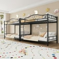 thumbnail image 5 of Metal Bunk Bed Twin Over Twin, Bunkbeds Frame with Safety Guard Rails, Steel Bed for School, Bedroom Space-Saving, Black, 5 of 7