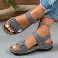 thumbnail image 3 of Rokment Women's Orthopedic Arch Support Walking Sandals Comfortable Fashion Casual Leather Open Toe Platform Wedge Dressy Summer Shoes for Ladies 2026 Grey Size 5.5, 3 of 6