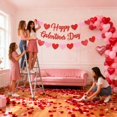 thumbnail image 4 of Banner Happy Galentines Day con purpurina en forma de corazón rojo y rosa, 4 of 7