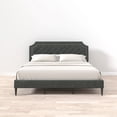thumbnail image 3 of Curta Upholstered Platform Bed Frame / Clipped Nailhead Trim with Button Tufting / Mattress Foundation / No Box Spring Needed / Easy Assembly, Gray, King, 3 of 7