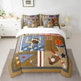 thumbnail image 2 of Feelyou Rugby Sports Lover Bedding Comforter Set 7 Pieces for Boy, Soccer Football Full Bedding Set, Brown Retro Patchwork Fitted Sheet Flat Sheet, Super Cozy Room Decor, 2 of 7