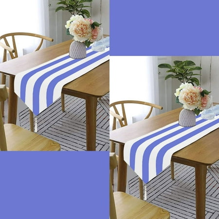 

Boho Cabana Striped Table Runner with Tassels 13x90 Inches Long Royal Blue/White Fall Farmhouse Dining Table Décor Machine Washable for Party/Dinner/Holidays/Kitchen/Spring/Summer by Lushomes