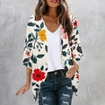thumbnail image 2 of miqiqism Women's Floral Print Ruffle Sweaters Teen Girls Long Sleeve Kimono Cardigan Loose Cover Up Casual Cozy Blouse Open Front Pleated Cardigans Tops,Red Floral,Small, 2 of 5
