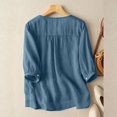thumbnail image 5 of LEEYNEER Women Summer Floral Embroidery 3/4 Sleeve O Neck Tops Casual Loose Solid Shirt Blouse, 5 of 5