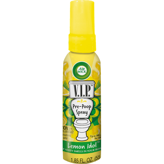 Air Wick V.I.P. Pre-Poop Toilet Spray, 1.85oz, Lemon Idol Scent, Up to 100 Uses, Travel size, Contains Essential Oils