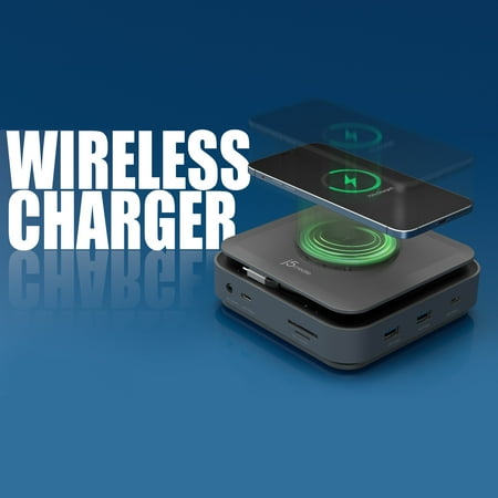 j5create - USB-C Dual 4K HDMI Docking Station with 15W Wireless Charging - Space Grey